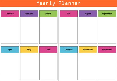 printable yearly planner template   word excel