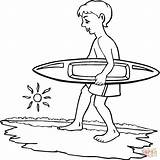 Coloring Pages Surfer Boy Printable Surf Surfing sketch template