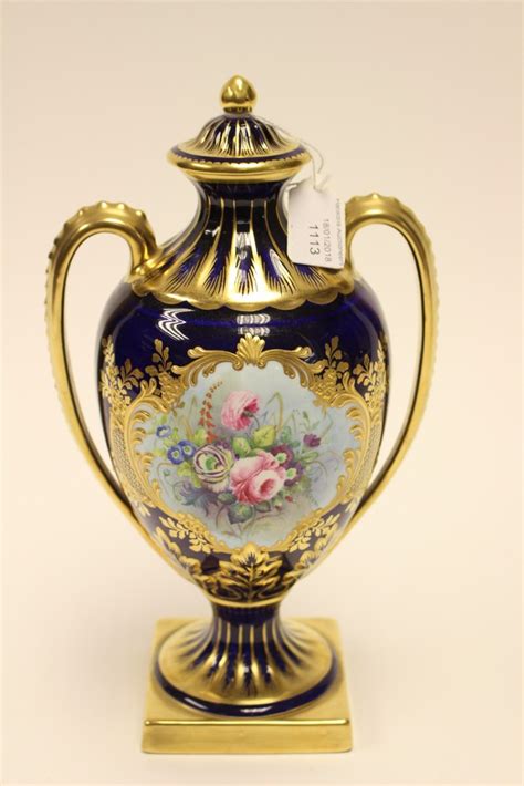 stefan nowacki  lynton porcelain  twin handled urn vase painted