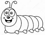 Caterpillar Coloring Smiling Stock Illustration Vector sketch template