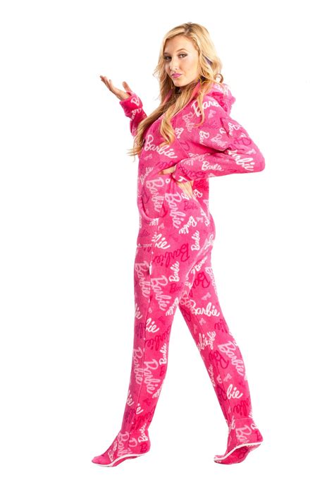 Jumpin Jammerz Fab Pink Barbie Footed Pajamas Small Adult Onesie
