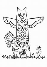 Totem Yakari Indianen Indien Tipi Totempaal Aborigen Kleurplaten Indians índio Maternelle Bezoeken Indiaan Bord Autochtone Rolando sketch template