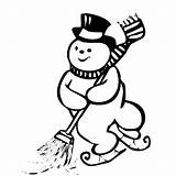 Snowman Cleaning Skating Coloring Ice While Street sketch template