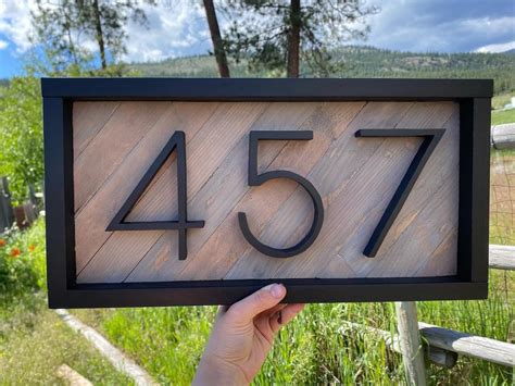 black horizontal wooden address sign address plaque modern etsy