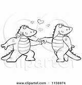 Dancing Alligator Clipart Cartoon Romantic Pair Cory Thoman Outlined Coloring Vector sketch template