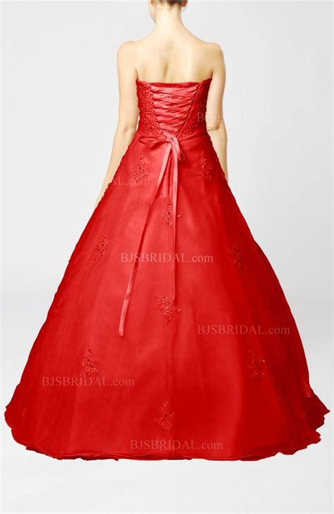 red wedding dress cinderella hall sleeveless backless organza sequin bjsbridal