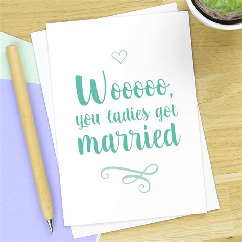same sex wedding card for female couple by pink and turquoise
