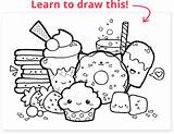 Kawaii Coloring Doodle Pages Cute Kids Drawing Printable Food Unicorn Draw Choose Board Drawings Easy Simple sketch template