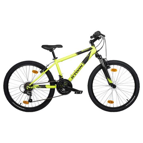 mountainbike kinder  zoll rockrider  neongelbschwarz btwin decathlon