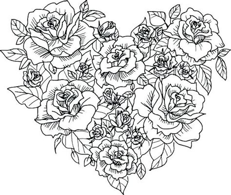 detailed rose coloring pages heart coloring pages rose coloring
