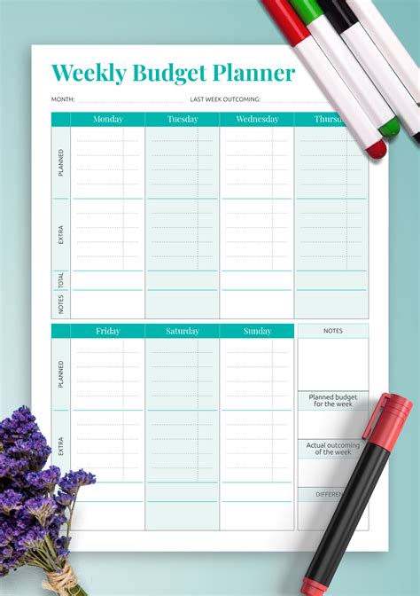 weekly budget template  printable form templates  letter
