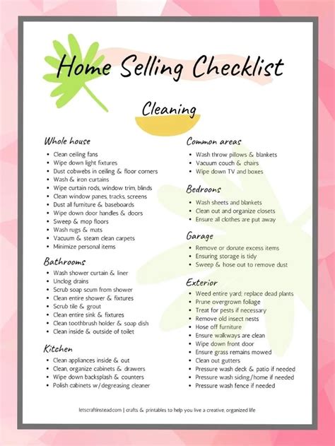 printable home selling checklist