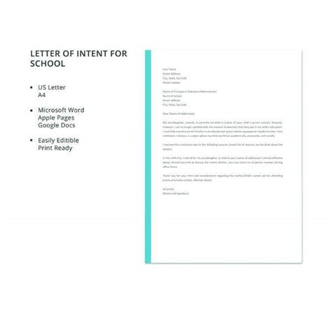 simple letter  intent templates    premium templates