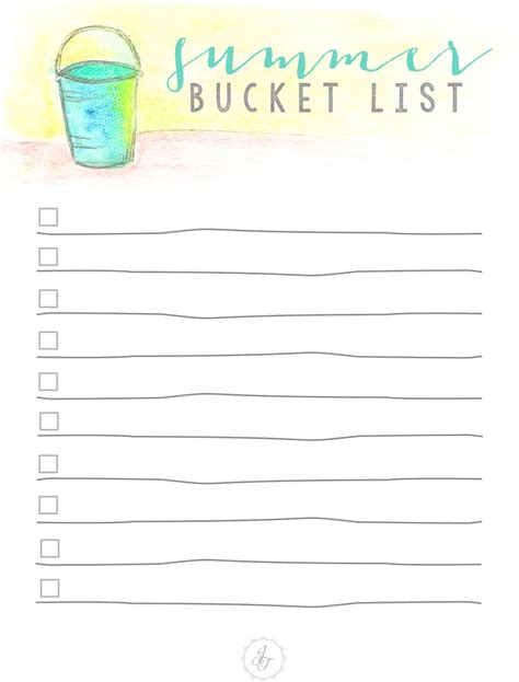 printable summer bucket list template printable templates