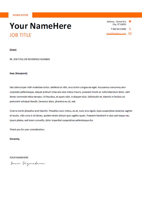 free clean and simple cover letter template for word docx