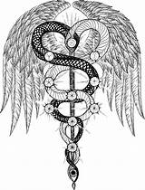 Caduceus Tattoo Drawing Medical Caduceo Tattoos Symbol Snake Egyptian Wings Tatoo Google Kabbalah Kundalini Drawings Snakes Board Ouroboros Getdrawings Dna sketch template
