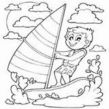 Coloring Summer Sailing Boy Surfnetkids Pages Happy sketch template