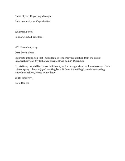 resignation agreement template