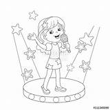 Singing Girl Coloring Stage Outline Song Singer Clipart Drawing Cartoon Stock Book Line Illustration Vector Kids Getdrawings Child Tags sketch template