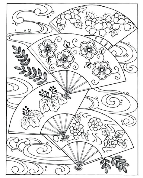 japanese fan coloring page  getcoloringscom  printable