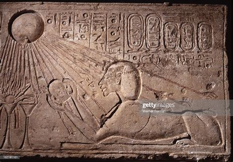 Relief Depicting Akhenaten As A Sphinx Offering To The Sun
