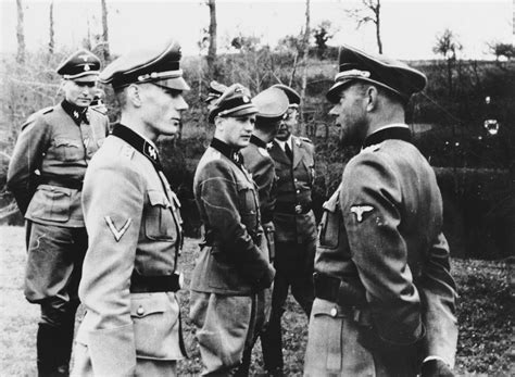 German Ss Officers Confer In An Unidentified Location