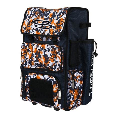 boombah baseballsoftball superpack bat gear backpack navy orange camo softball bags gear