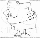 Fat Man Boxers Handles His Pinching Outline Coloring Illustration Royalty Clip Vector Djart Clipart Regarding Notes sketch template