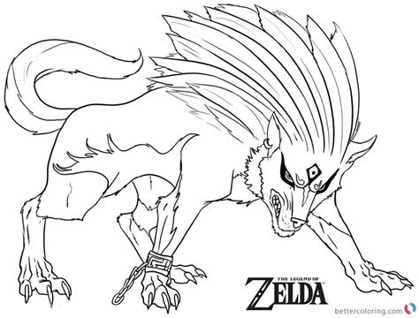 legend  zelda coloring page twilight wolf  printable coloring pages