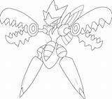 Pokemon Scizor Coloring Mega Pages Printable Generation Categories Lineart sketch template