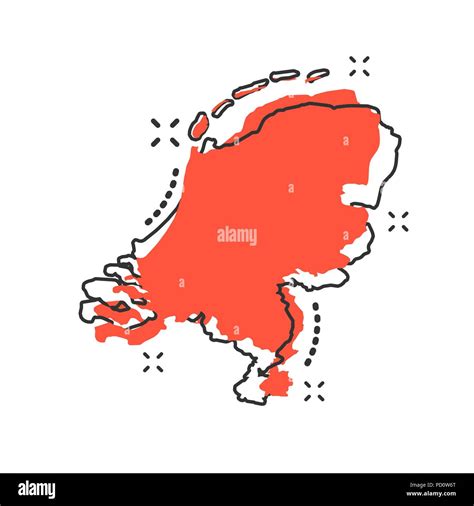 vector cartoon netherlands map icon in comic style netherlands sign
