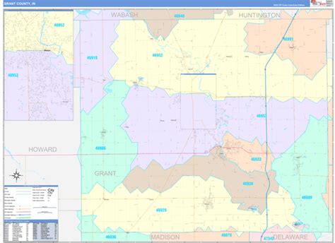 grant county  wall map color cast style  marketmaps mapsales