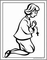 Praying Rosary Catholic Prayers Lady Coloring Girl Pages Saintanneshelper sketch template