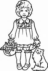 Coloring Girl Pages Little Kids Clipart People Hula Cat Basket Flowers Printable Dolls Boy Cute Clipground Popular Kitten Site sketch template