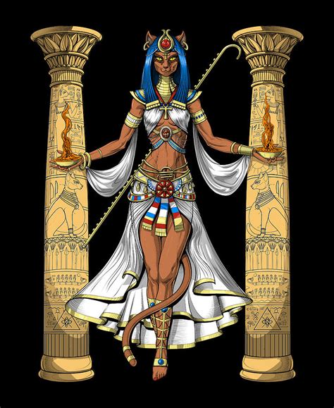egyptian goddess bastet digital art by nikolay todorov pixels