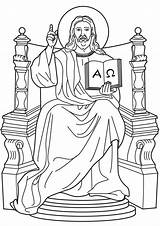 Jesus Throne King Coloring Christ Pages Clipart Catholic Drawing His Kings Alpha Lord Omega Color Am Kids Knocking Mass God sketch template