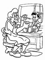 Coloring Pinocchio Pages Geppetto Disney sketch template