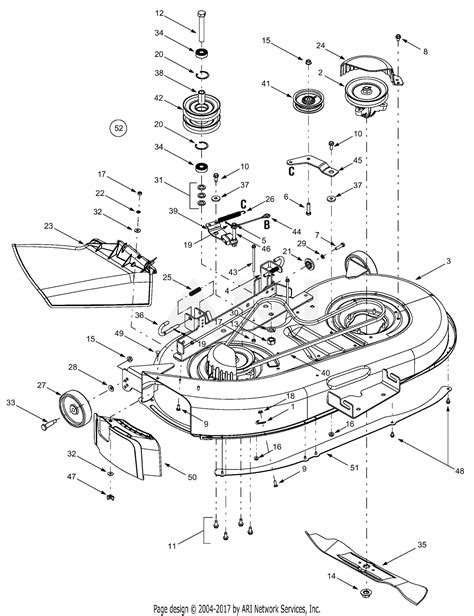 Troy Bilt 13ax609g063 2001 Parts Diagram For Deck Assembly
