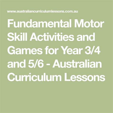 fundamental motor skill activities and games for year 3 4