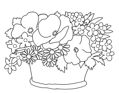 flower basket coloring pages coloring pages