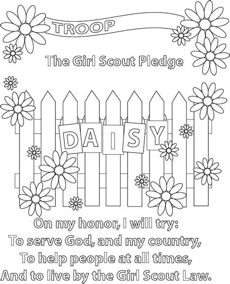 girl scout pledge coloring page  printable coloring pages  kids