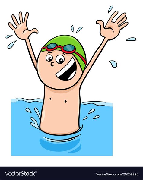 cartoon boy character swimming   water vector image