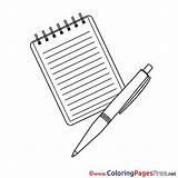 Colouring School Notepad Pen Coloring Sheet Title sketch template