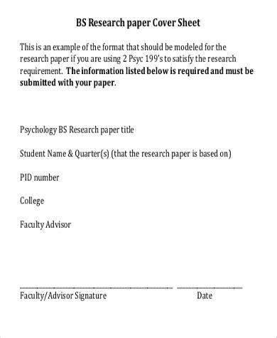 printable research paper cover page sample  ms word