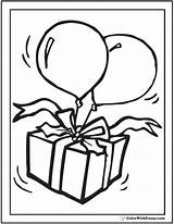 Birthday Coloring Pages Balloons Cute Gift Happy Printable Christmas Colorwithfuzzy sketch template