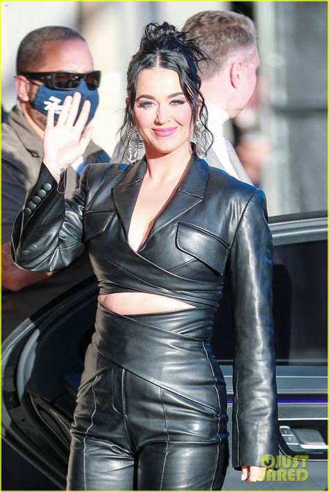 photo katy perry slips into black leather outfit for jimmy kimmel live