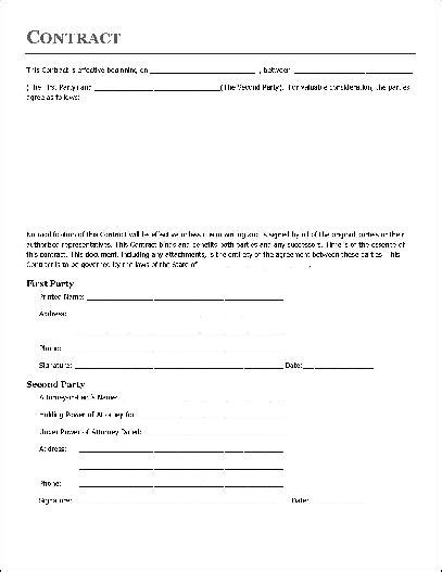 contract forms   printable documents