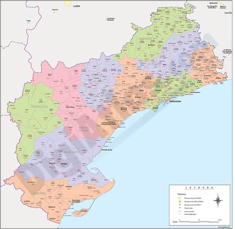tarragona province map  municipalities comarcas  postal codes