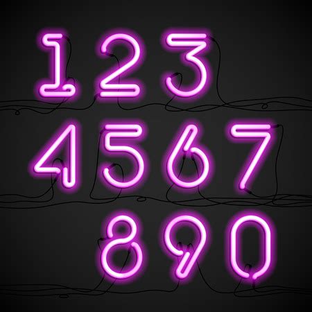 pink neon light alphabet numbers  cable lizenzfreie vektorgrafiken