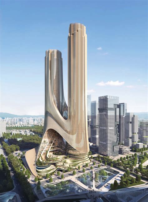 zha wins competition  build tower   shenzhen bay super headquarters base archdaily